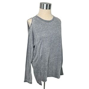 ALLSAINTS Aino Cold Shoulder Long Sleeve Tee in Gray size Small